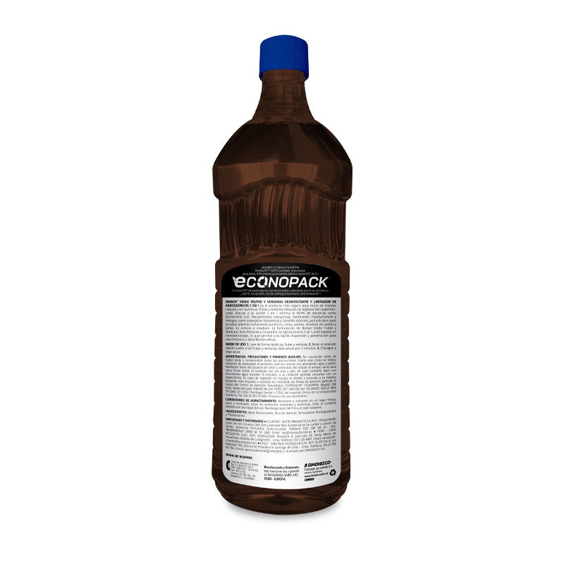 LIMPIADOR DESINFECTANTE 2 EN 1 BINNER VERDE FRUTAS Y VERDURAS ECONOPACK 1000 ml - Imagen 4